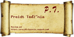 Preidt Teónia névjegykártya